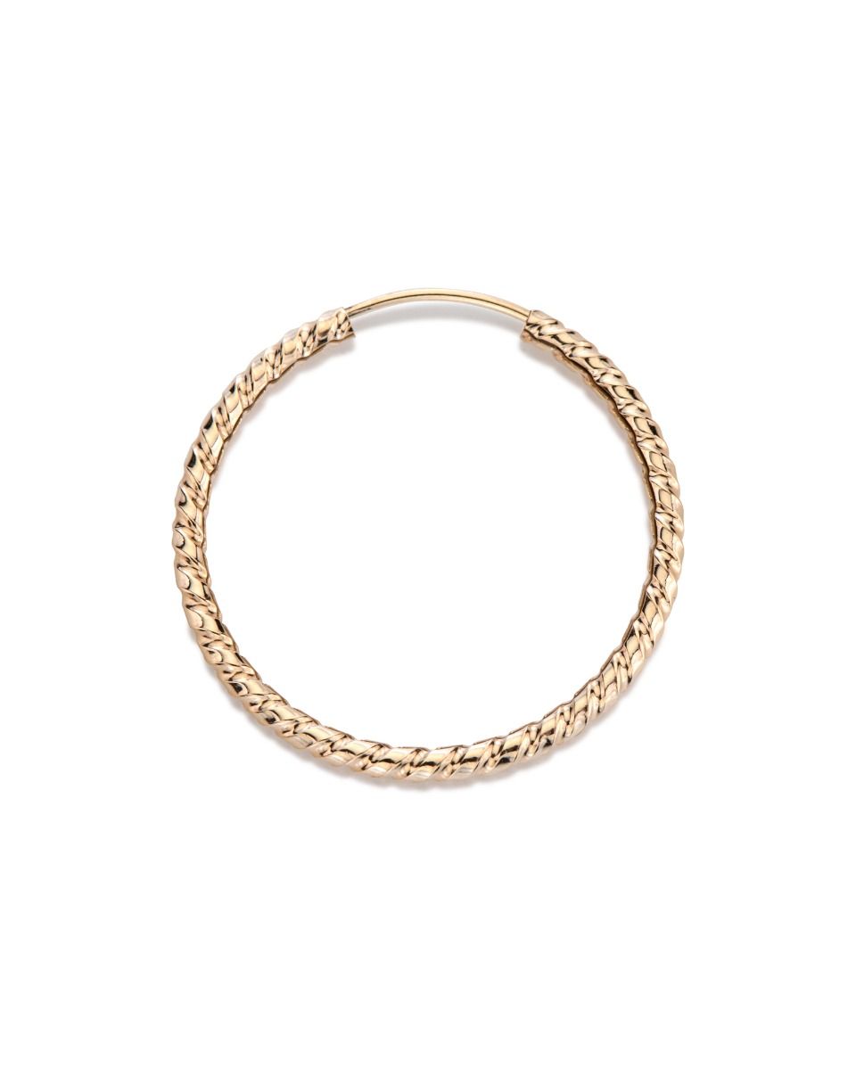 14KY Gold Twisted Endless Hoop Earring 1.5X23mm