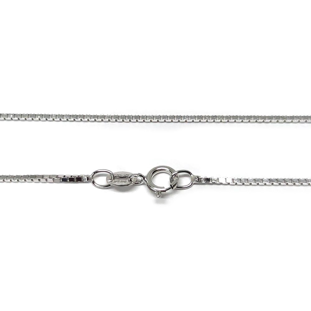 14K White Gold 1mm Venetian Box Chain 18" (45Cm)