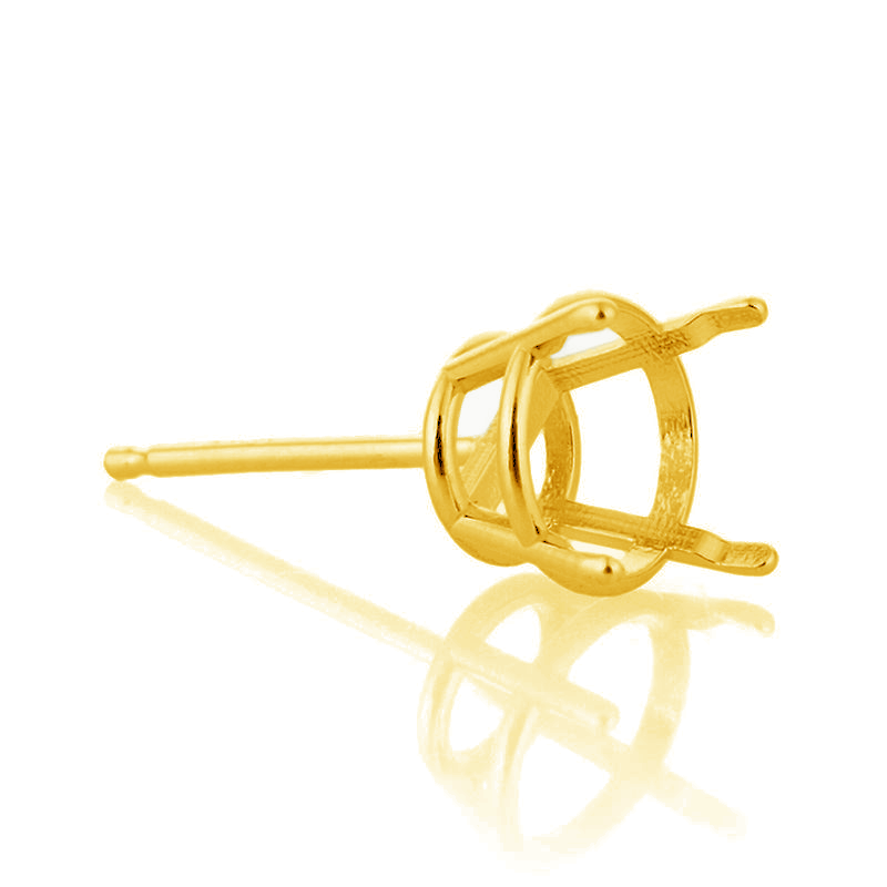 14K Yellow Gold Round Lightweight Basket Earring Setting W/Seats 4mm (14Xe1028Kp-Spg)