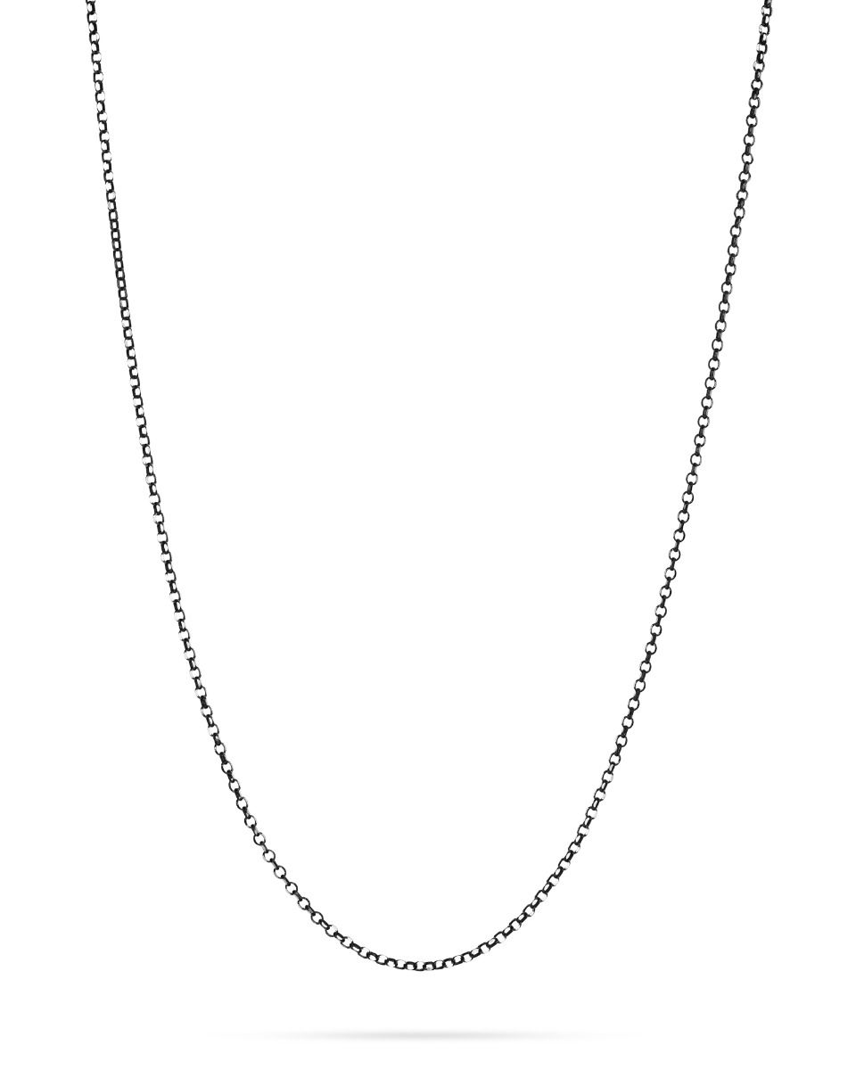 925 Sterling Silver Blackened Oval Rolo Chain 2mm